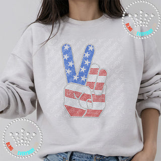Patriotic Peace Hand Spangle Transfer #10108