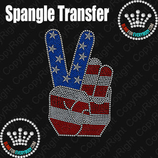 Patriotic Peace Hand Spangle Transfer #10108