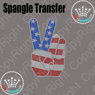 Patriotic Peace Hand Spangle Transfer #10108