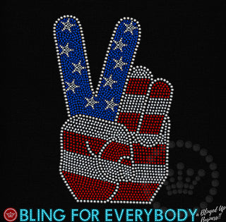 Patriotic Peace Hand Spangle Transfer #10108