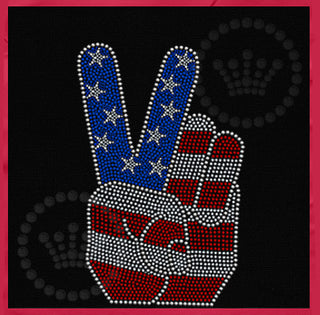 Patriotic Peace Hand Spangle Transfer #10108