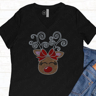Reindeer with Antlers Christmas Spangle Transfer