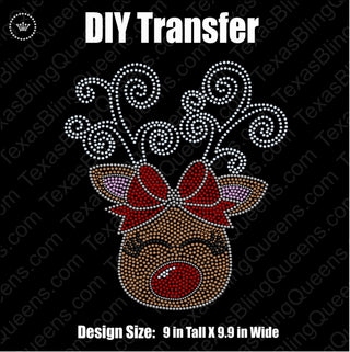 Reindeer with Antlers Christmas Spangle Transfer