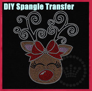 Reindeer with Antlers Christmas Spangle Transfer