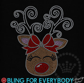 Reindeer with Antlers Christmas Spangle Transfer