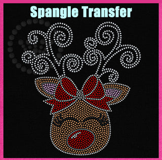 Reindeer with Antlers Christmas Spangle Transfer
