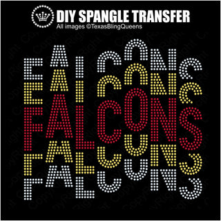 Falcons Wordstack Staggered Spangle Transfer #10163