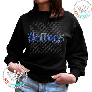 Bulldogs Old English (Royal, Silver Outline) Spangle Bling Unisex Sweatshirt #10281