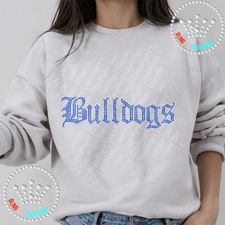 Bulldogs Old English (Royal, Silver Outline) Spangle Bling Unisex Sweatshirt #10281