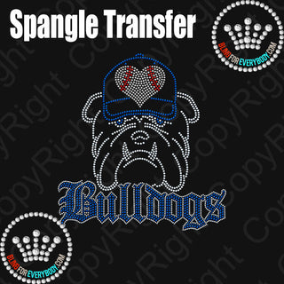 Bulldogs Softball Heart Ball Cap Spangle Transfer #10283S