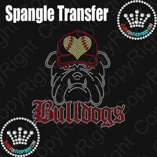Bulldogs Baseball Heart Ball Cap Spangle Transfer #10283