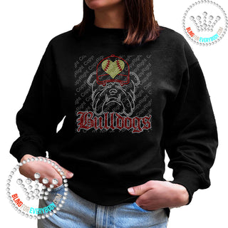 Bulldogs Baseball Heart Ball Cap Spangle Bling Unisex Sweatshirt #10283