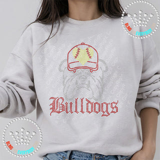 Bulldogs Baseball Heart Ball Cap Spangle Bling Unisex Sweatshirt #10283