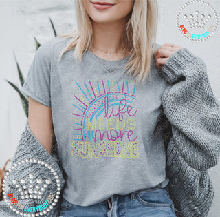 Life Needs More Sunshine Pink Blue Spangle Bling Tee #10308B