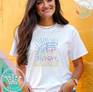 Life Needs More Sunshine Pink Blue Spangle Bling Tee #10308B