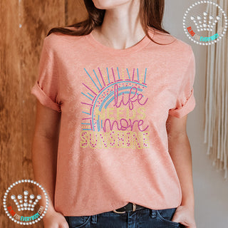 Life Needs More Sunshine Pink Blue Spangle Bling Tee #10308B