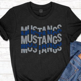 Mustangs Wordstack Staggered Spangle Transfer #10434