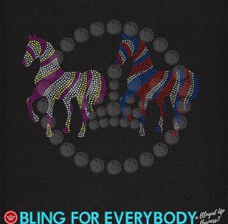 Tri-Color Striped Horses Spangle Transfer