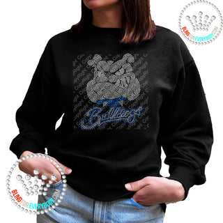 Bulldog With Script Text (Royal) Spangle Bling Unisex Sweatshirt #10645B