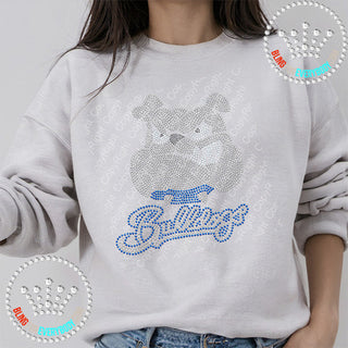 Bulldog With Script Text (Royal) Spangle Bling Unisex Sweatshirt #10645B