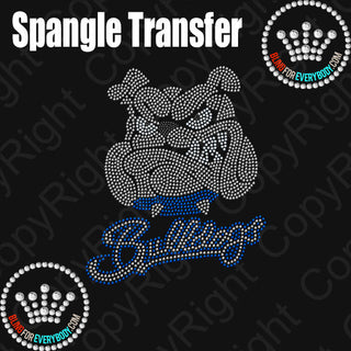 Bulldog With Script Text (Royal) Spangle Transfer #10645B