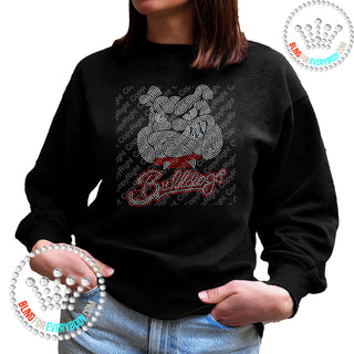 Bulldog With Script Text (Red) Spangle Bling Unisex Sweatshirt #10645
