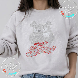 Bulldog With Script Text (Red) Spangle Bling Unisex Sweatshirt #10645