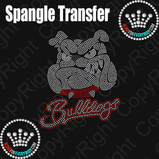 Bulldog With Script Text (Red) Spangle Transfer #10645