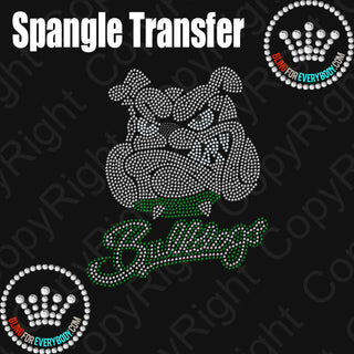 Bulldog With Script Text (Green) Spangle Transfer #10645G