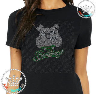 Bulldog With Script Text (Green) Spangle Transfer #10645G