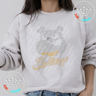 Bulldog With Script Text (Gold) Spangle Bling Unisex Sweatshirt #10645V