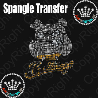 Bulldog With Script Text (Gold) Spangle Transfer #10645V