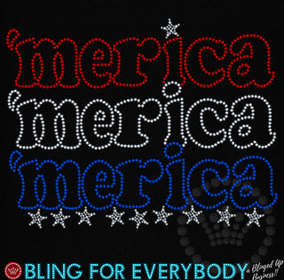'Merica Word Stack with Stars Spangle Transfer