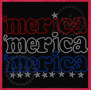 'Merica Word Stack with Stars Spangle Transfer