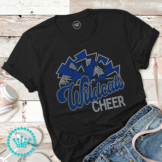Wildcats Cheer Silver Outline Spangle Bling Unisex Short Sleeve Tee #10670