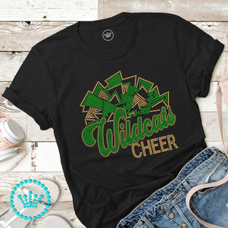 Wildcats Cheer Gold Outline Spangle Bling Unisex Short Sleeve Tee #10670