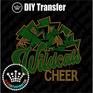 Wildcats Cheer Gold Outline Spangle Transfer #10670