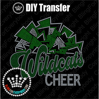Wildcats Cheer Silver Outline Spangle Transfer #10670
