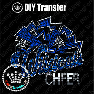 Wildcats Cheer Silver Outline Spangle Transfer #10670