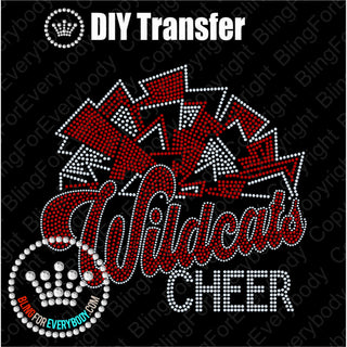 Wildcats Cheer Silver Outline Spangle Transfer #10670