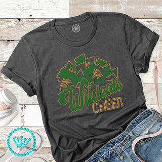 Wildcats Cheer Gold Outline Spangle Bling Unisex Short Sleeve Tee #10670