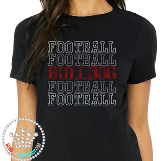 Bulldog Football Stacked Spangle Bling Unisex Short Sleeve Tee #10697
