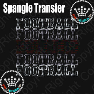 Bulldog Football Athletic Stack Spangle Transfer #10697