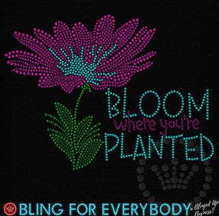 Bloom Where You're Planted Teal Spangle Transfer