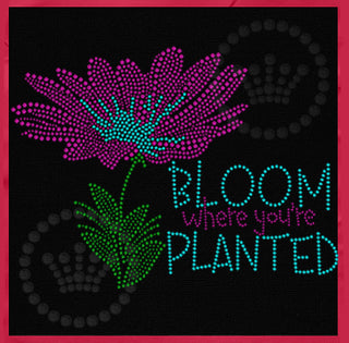 Bloom Where You're Planted Teal Spangle Transfer
