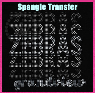 Zebras Grandview Word Stack Spangle Transfer