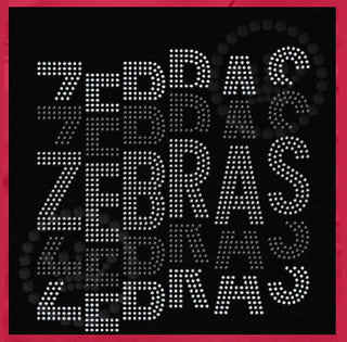 Zebras Word Stack Stagger Spangle Transfer