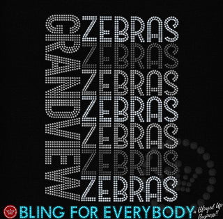 Grandview Zebras Sideways Word Stack Spangle Transfer