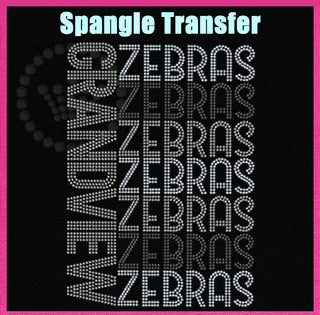 Grandview Zebras Sideways Word Stack Spangle Transfer