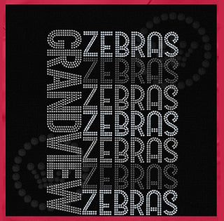 Grandview Zebras Sideways Word Stack Spangle Transfer